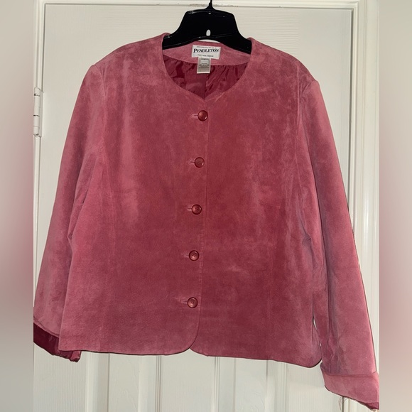 Vintage Pendleton Leather Pink Blazer Cropped Jacket - Picture 1 of 7